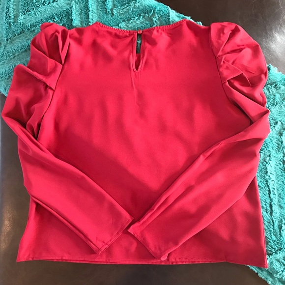 SHEIN Burgundy Puff Sleeve Blouse - Picture 6 of 8
